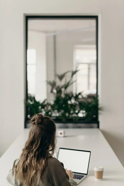 An image of a woman using her laptop